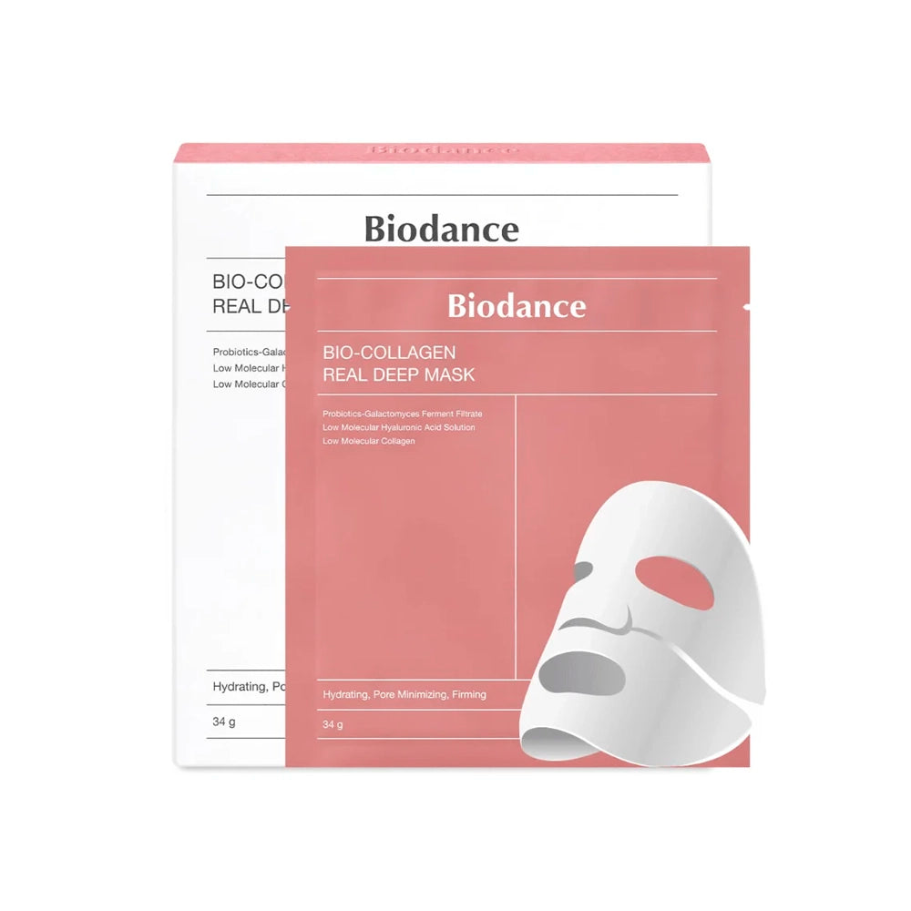 Mascarilla de colágeno coreana Biodance Bio-Collagen Real Deep Mask para cerrar poros y reafirmar la piel.