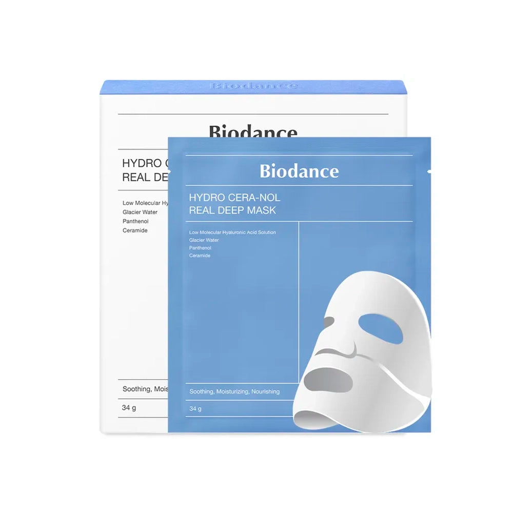 Mascarilla coreana Biodance Hydro Cera-nol con Ceramidas para reparar la barrera cutánea y calmar piel sensible.