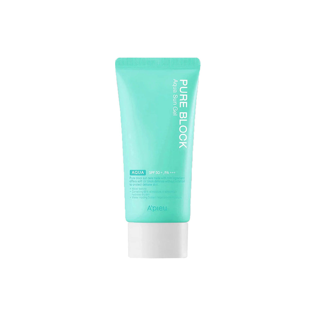 Apieu Pure Block Aqua Sun Gel protector solar coreano hidratante con textura ligera skincare coreano mexico