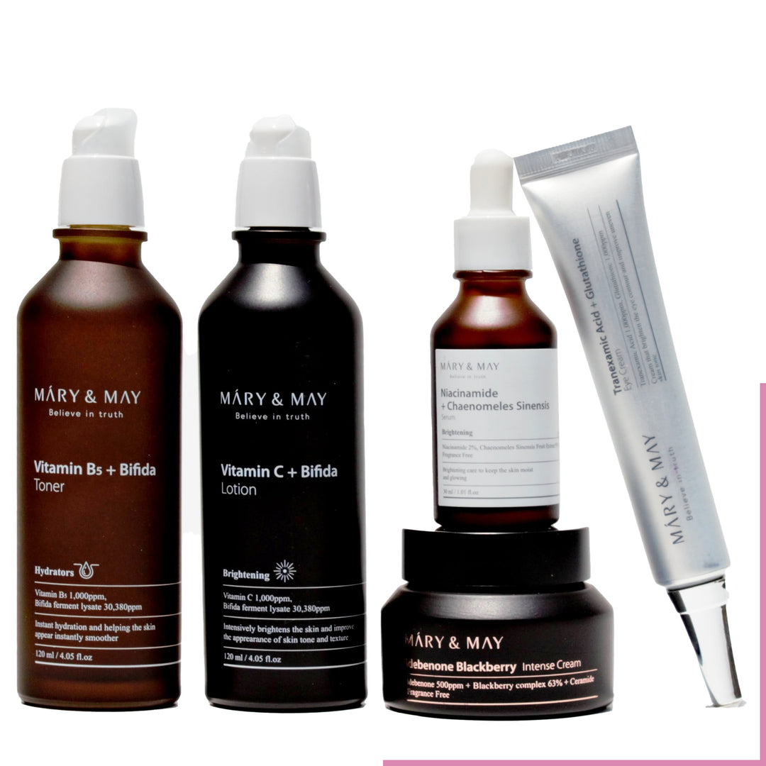 Mary May tratamiento iluminador y rejuvenecedor kit coreano para piel con manchas y piel madura skincare coreano mexico